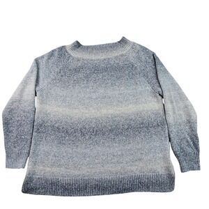 CHAPS Sweater Mens Medium Blue Ombre Knit Ribbed Crew Neck Long Sleeve